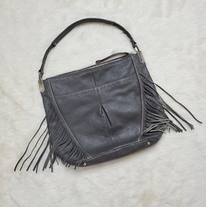 B. Makowsky Leather Fringe Boho Bag
